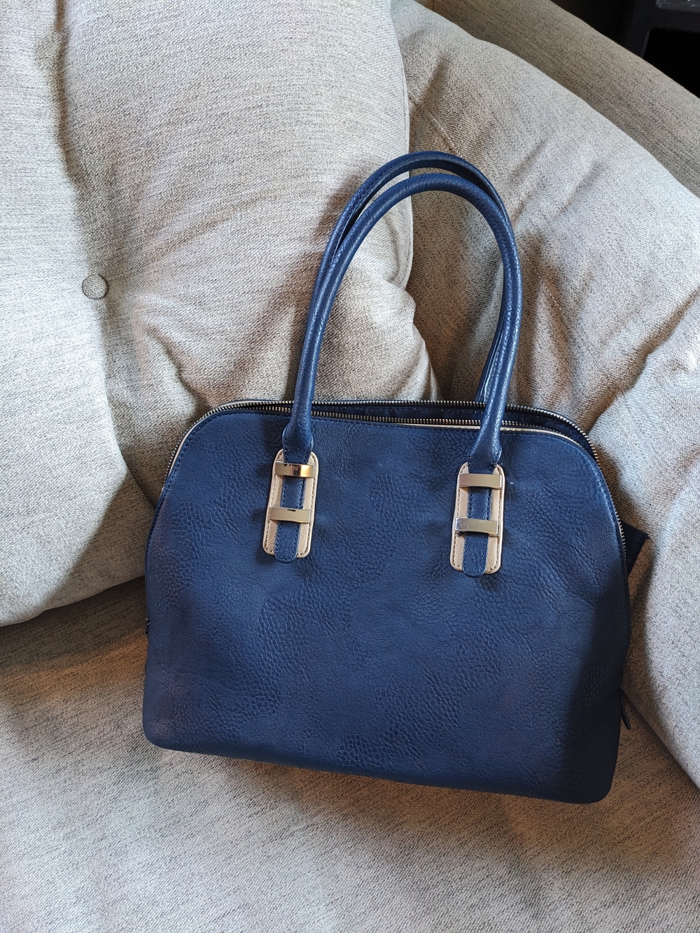 Structured Navy Dome Satchel Handbag for Women